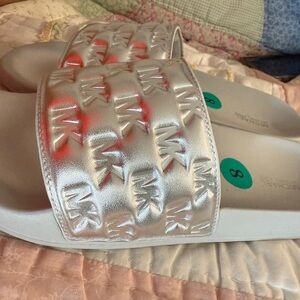 Michael Kors Metallic Silver Slides